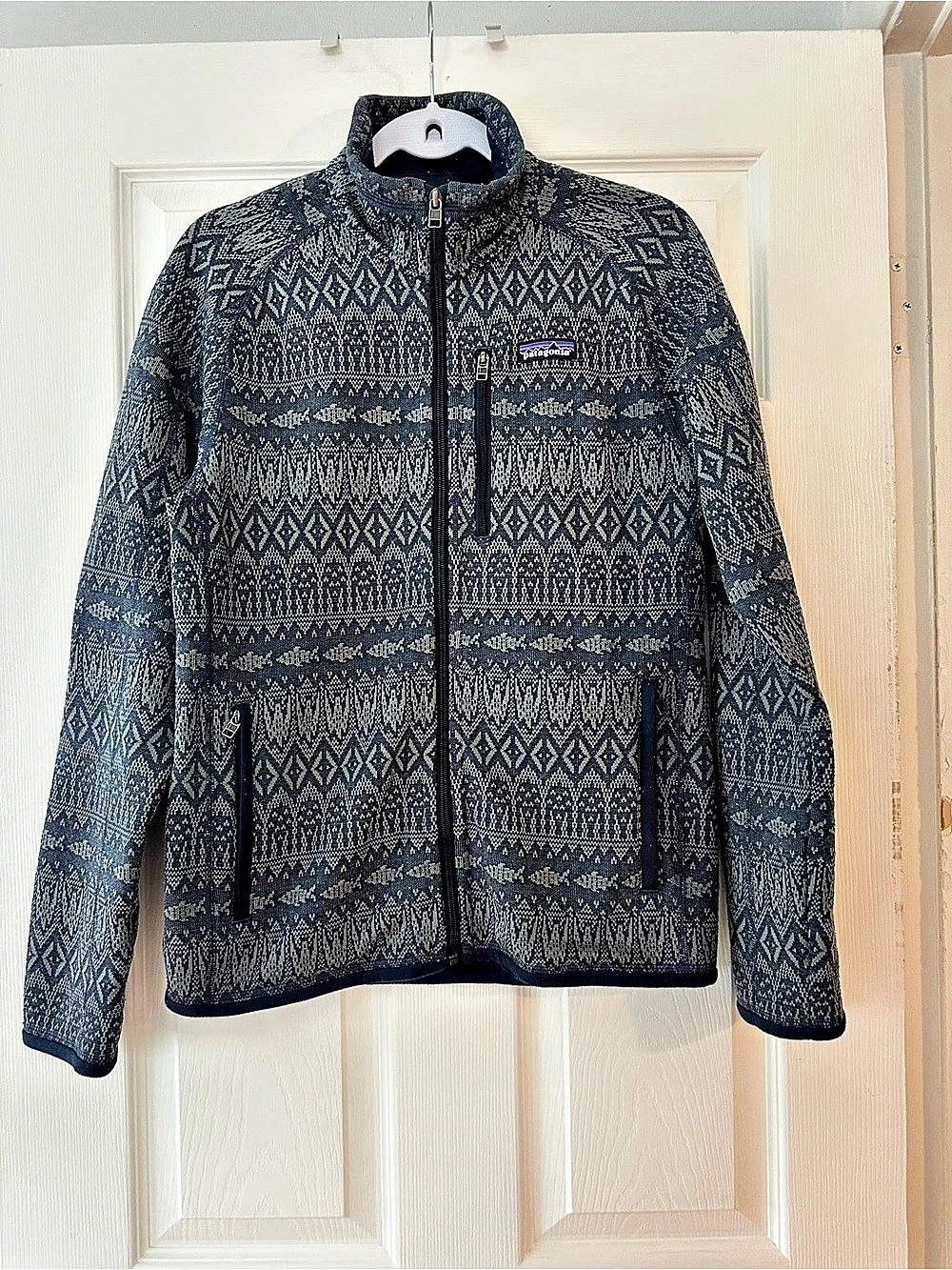 Patagonia Geometric Full-Zip Jacket in Blue & Gray XS